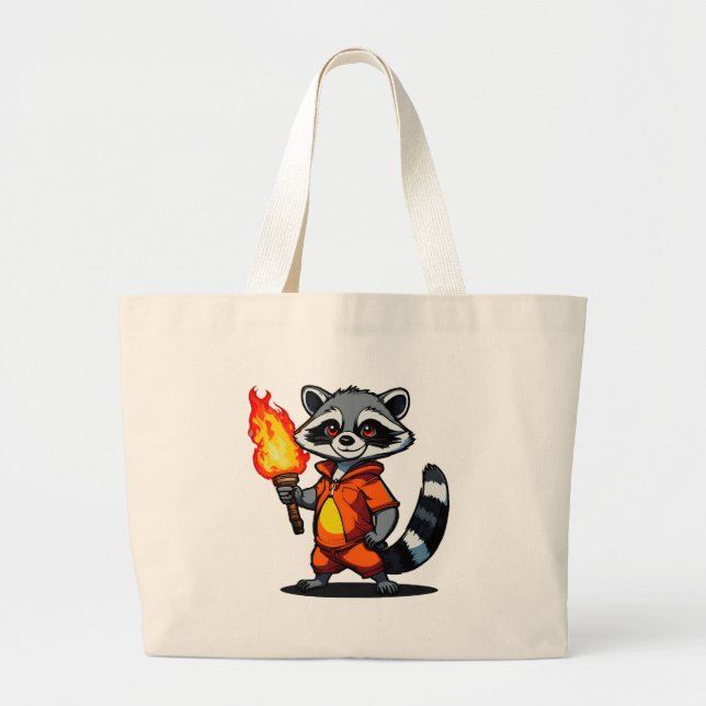 Racoon with Torch Large Tote Bag (Front)