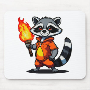 Racoon with Torch Mouse Pad