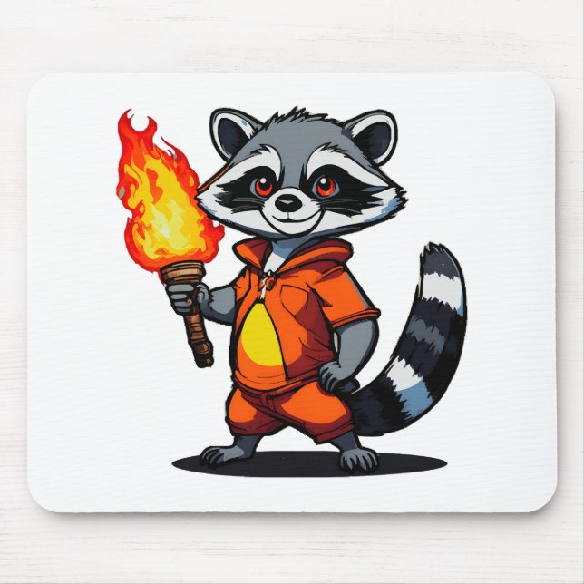 Racoon with Torch Mouse Pad (Front)