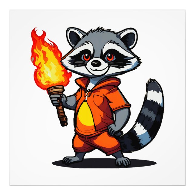 Racoon with Torch Photo Print (Front)