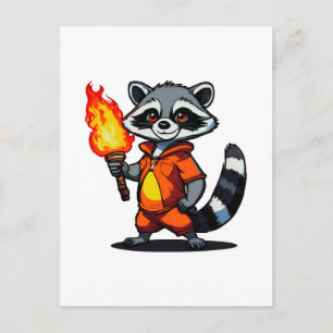 Racoon with Torch Postcard