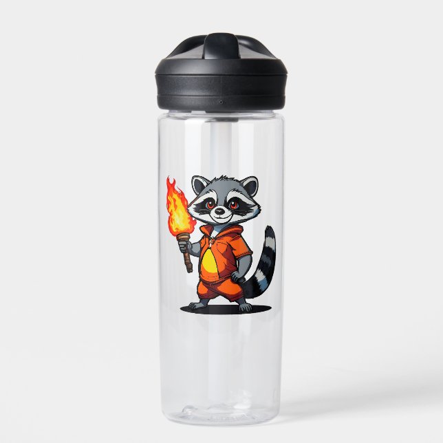 Racoon with Torch Water Bottle (Front)