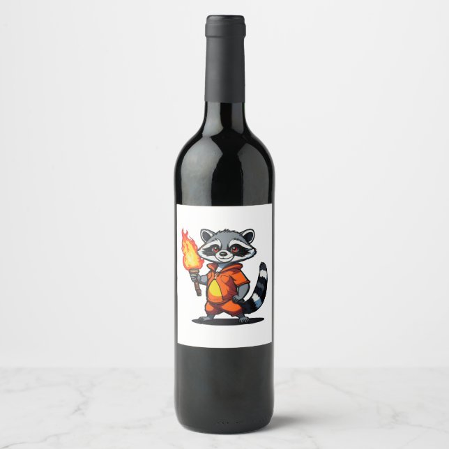 Racoon with Torch Wine Label (Front)