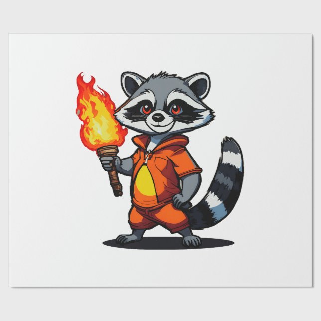 Racoon with Torch Wrapping Paper (Flat)