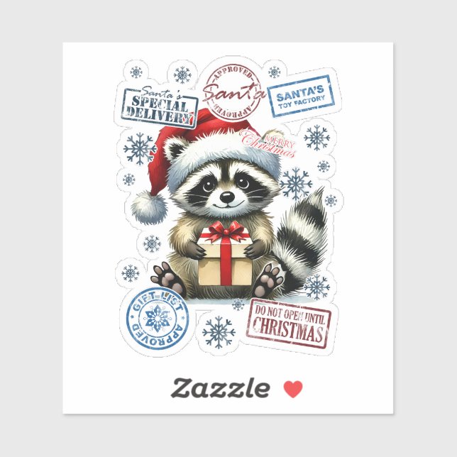 Racoon With Xmas Gift & Stamps (Sheet)