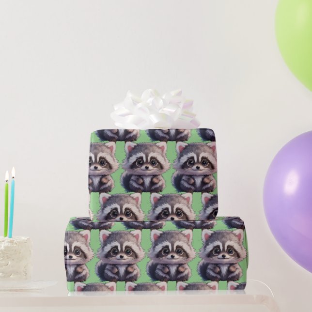 Racoon woodland animals forest friends wrapping paper (Party Gifts)