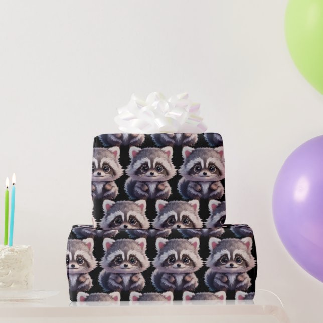Racoon woodland animals forest friends wrapping paper (Party Gifts)