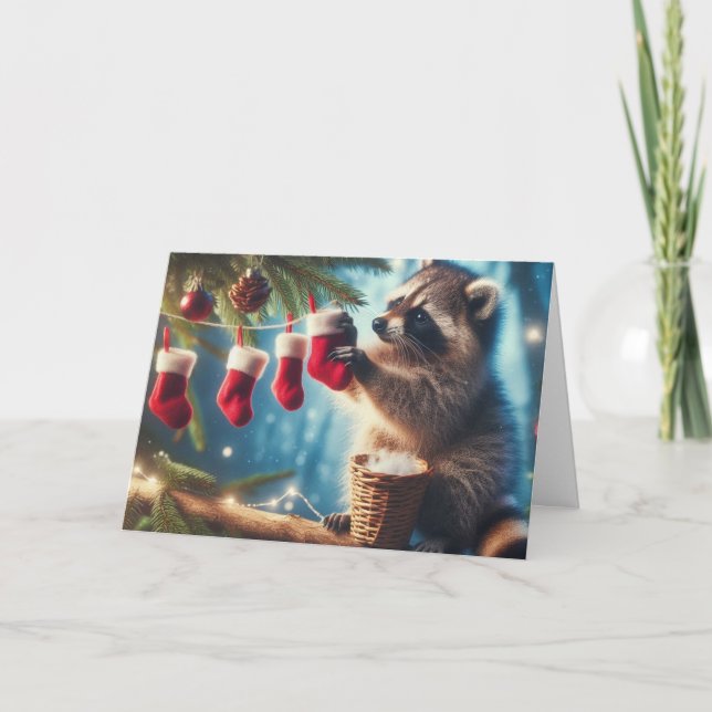 Racoon woodland Christmas Greeting Cards (Front)