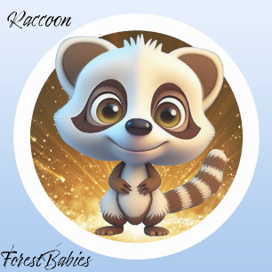 Racoon 🌲 Woodland Wildlife Wild Animal Graphic Classic Round Sticker