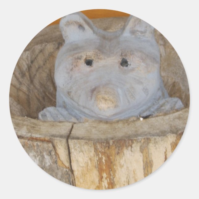 racoon woodwork classic round sticker (Front)