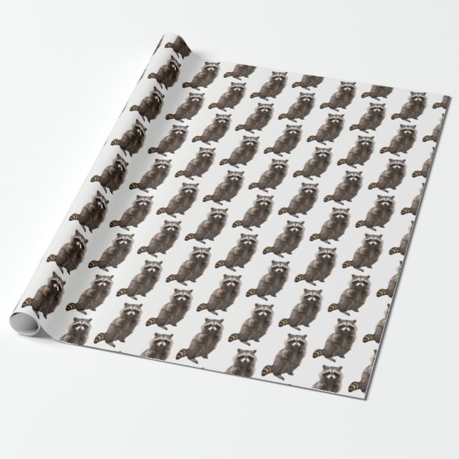 Racoon Wrapping Paper Roll (Unrolled)