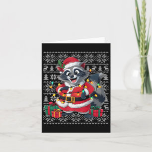 Racoon Xmas Sweater Style Ugly Santa Racoon Chri Card