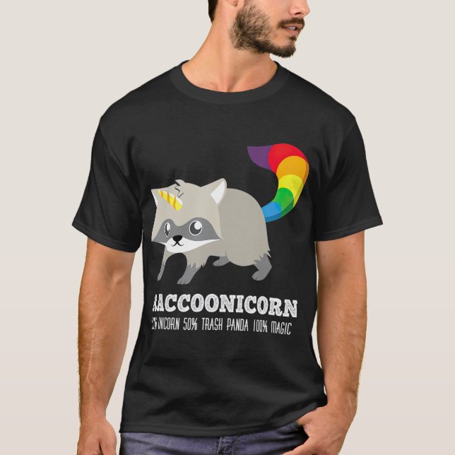 Racoonicorn  Funny rash Panda Racoon Unicorn T-Shirt (Front)