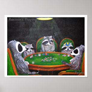 Racoon's Playing Poker Poster