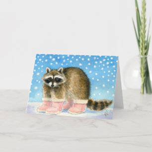 Racoon'sSnow Day greeting card