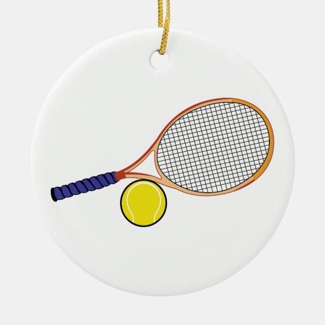 Racquet and Ball Ceramic Tree Decoration (Front)