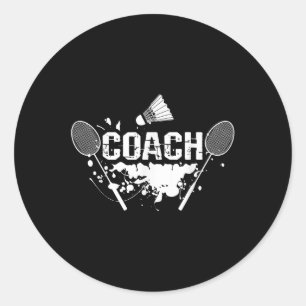 Racquet Smash Shuttle Coach Badminton Classic Round Sticker