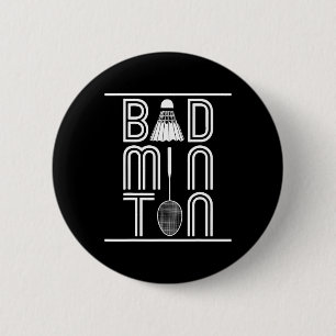 Racquet Smash Shuttle Player Badminton 6 Cm Round Badge