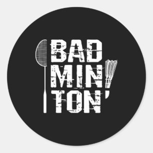Racquet Smash Shuttle Player Badminton Classic Round Sticker
