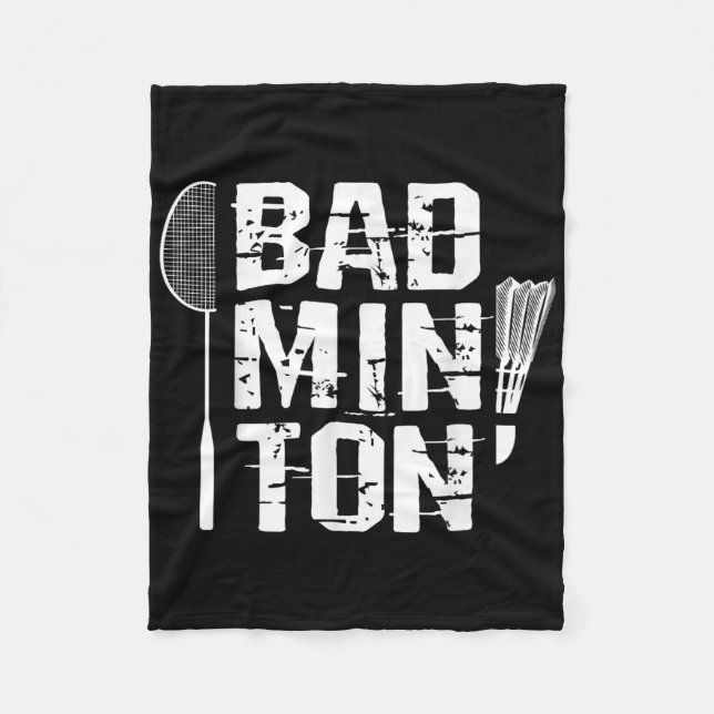 Racquet Smash Shuttle Player Badminton  Fleece Blanket (Front)