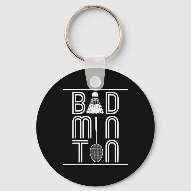 Racquet Smash Shuttle Player Badminton  Key Ring (Front)