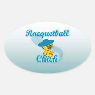 Racquetball Chick #3 Oval Sticker