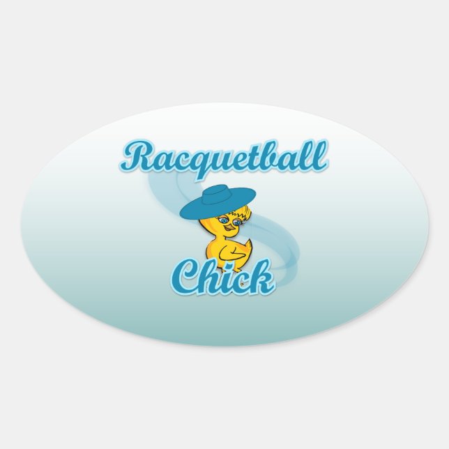 Racquetball Chick #3 Oval Sticker (Front)