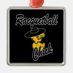 Racquetball Chick #4 Metal Ornament