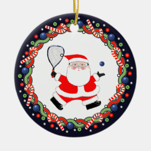 Racquetball Holiday Gift Ceramic Ornament