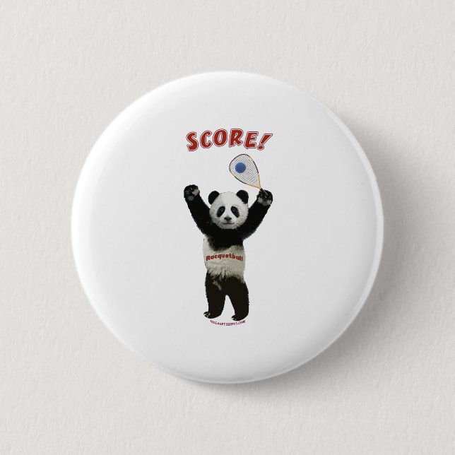 Racquetball Panda Score 6 Cm Round Badge (Front)