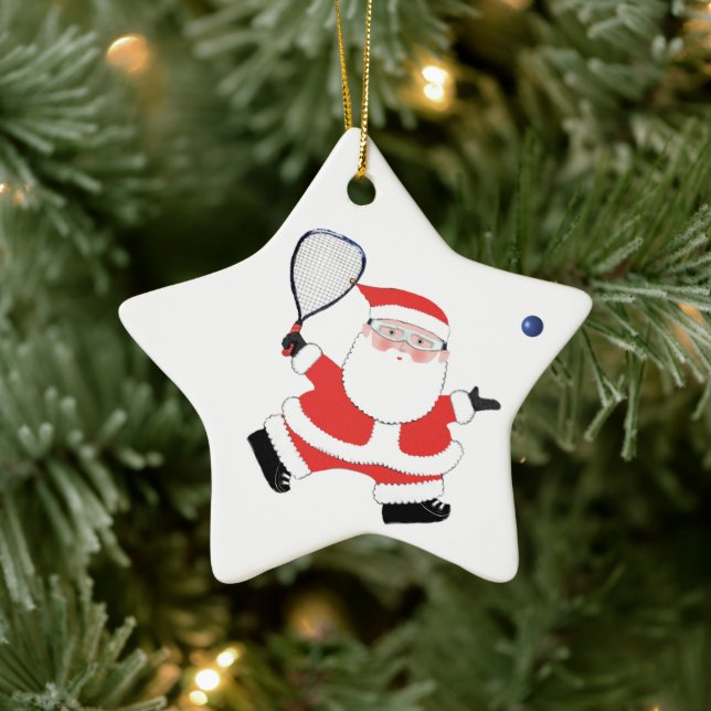 Racquetball Player Christmas Collectable Ceramic Ornament (Tree)