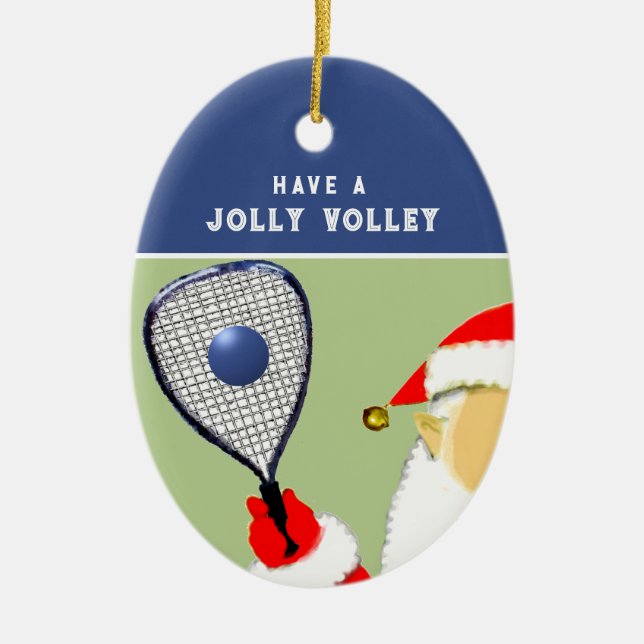 Racquetball Player Holiday Gift Ceramic Ornament (Front)
