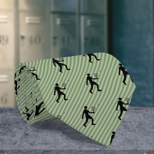 Racquetball Player Silhouette - Diagonal Stripes Tie (Creator Uploaded)
