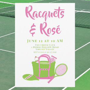 Racquets & Rosé Tennis Party Preppy Ladies Day Invitation