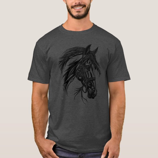 Racy Horse With Mane Horse Dressage Equestrian gir T-Shirt (Front)