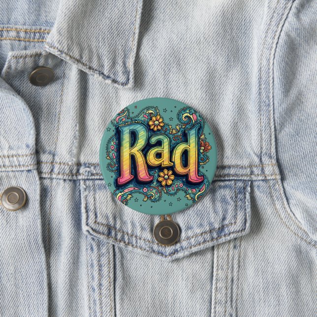 Rad 70s Groovy Psychedelic Aesthetic 7.5 Cm Round Badge (In Situ)