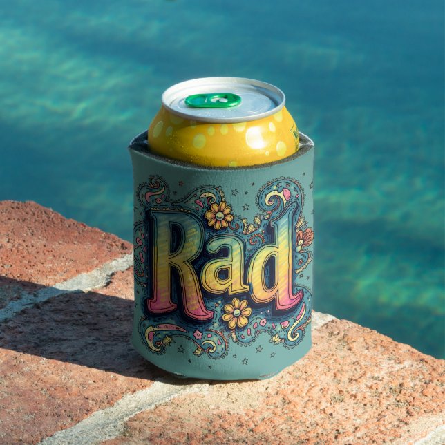 Rad 70s Groovy Psychedelic Aesthetic Can Cooler (In Situ Pool)