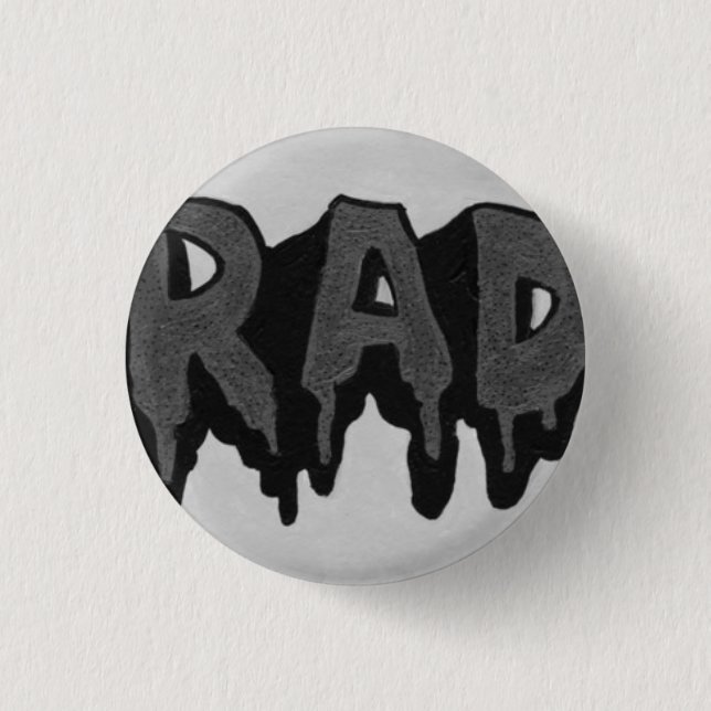 'Rad' Black and White Grunge Badge (Front)