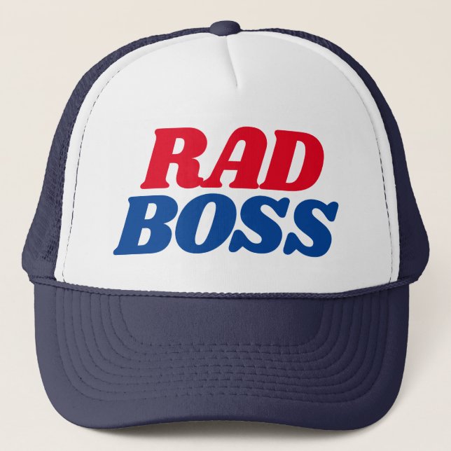 Rad Boss Quote Manager Simple Baseball Trucker Hat (Front)