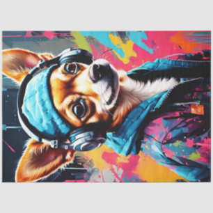 Rad Chihuahua with Beanie & Headphones Decoupage  Tissue Paper
