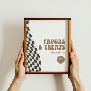 Rad Cool Dude Boy's Chequered Retro Favour Sign
