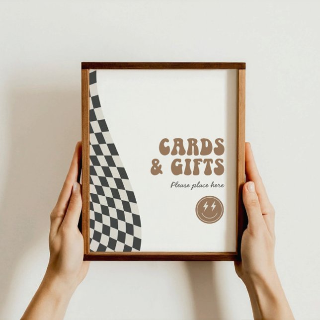 Rad Cool Dude Boy's Chequered Retro Gifts Sign (Creator Uploaded)