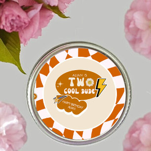 Rad Cool Dude Boys Retro Chequered Birthday Classic Round Sticker