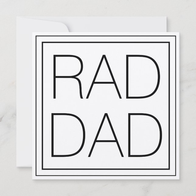 Rad Dad black minimalist typography square border Card (Front)