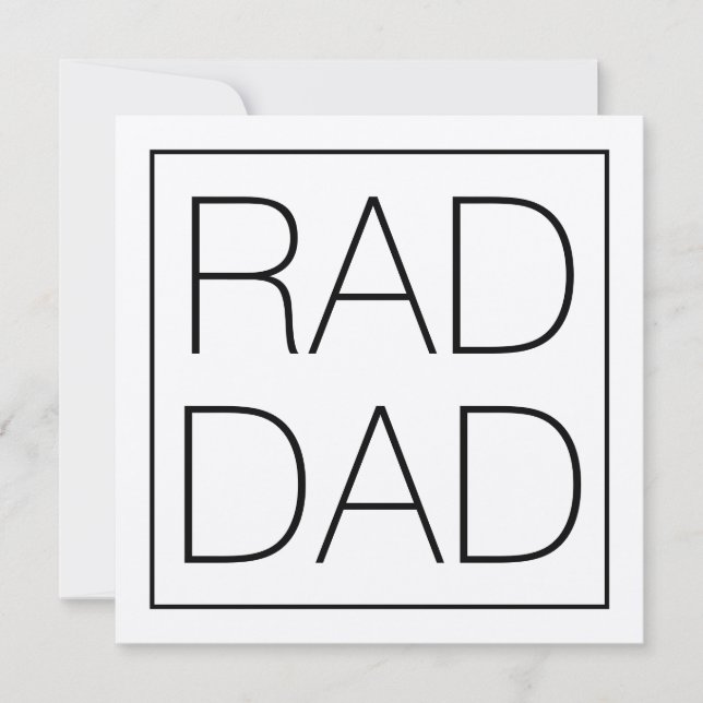 Rad Dad black typography square minimalist modern Card (Front)