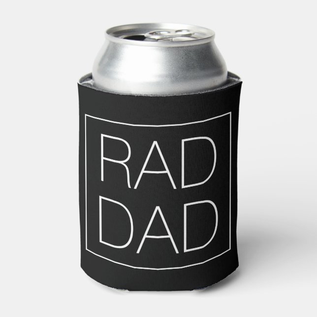 Rad Dad black white minimalist typography modern Can Cooler (Can Front)