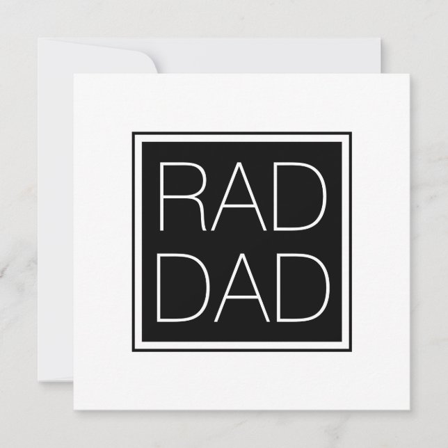 Rad Dad black white minimalist typography modern Card (Front)