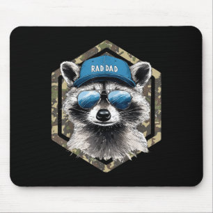 Rad Dad Camo Dad Retro Fathers Day Funny Racoon Mouse Pad