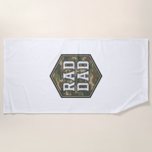 Rad Dad Camo Hexagon Vintage Engraving Design_1 Beach Towel