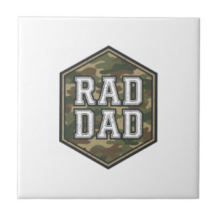 Rad Dad Camo Hexagon Vintage Engraving Design_1 Ceramic Tile